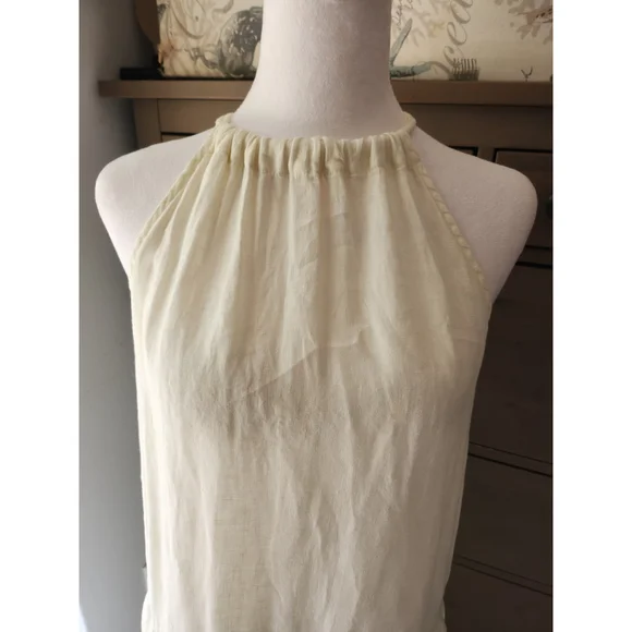 Sunlit halter maxi dress tiered 100% Linen Size medium - Picture 4 of 9